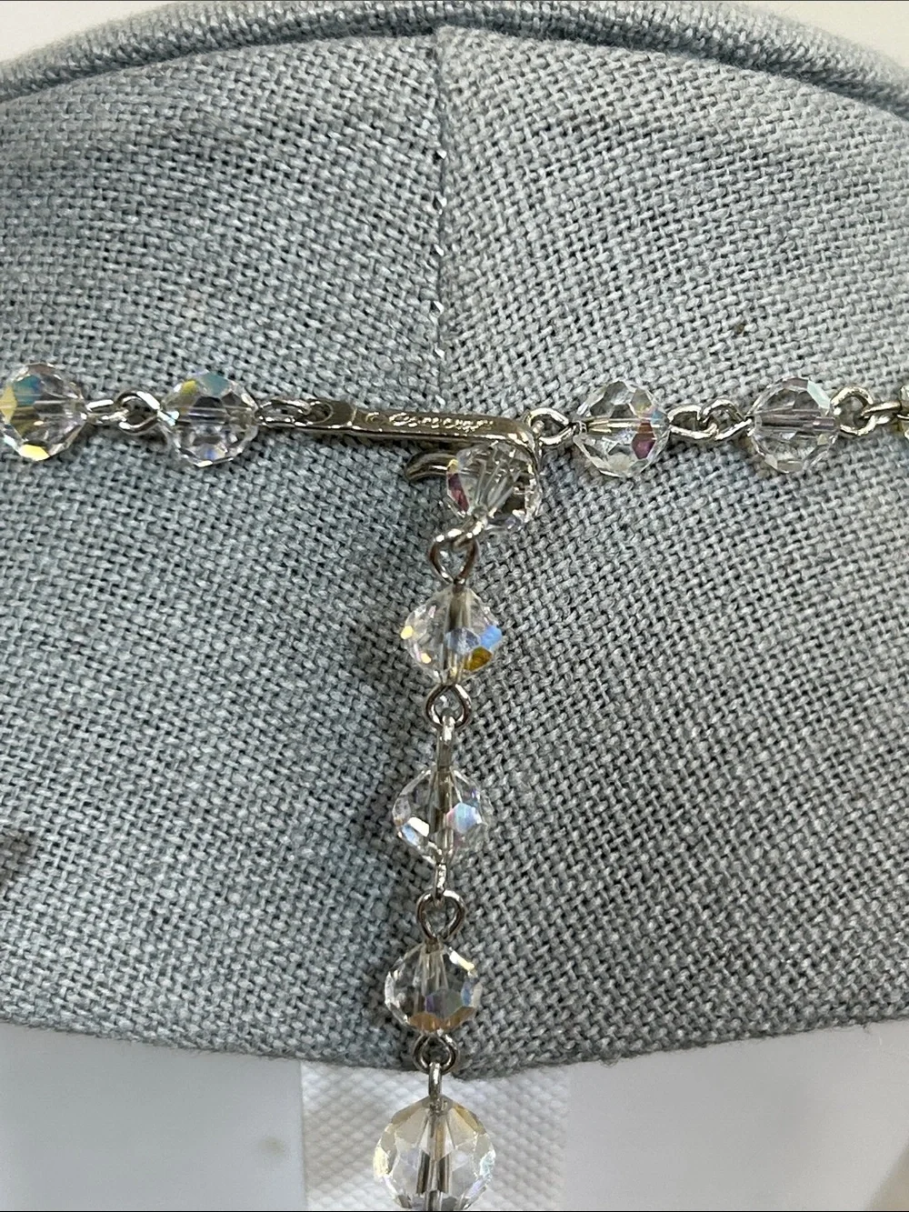 Corocraft Vintage Crystal Aurora Borealis Bead Necklace - Clear